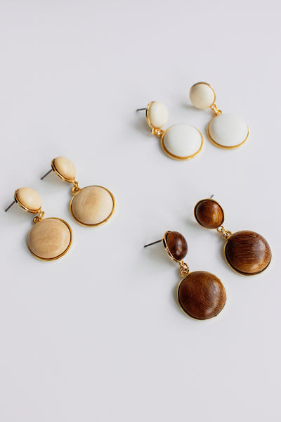 Doble Wood Earrings (White)