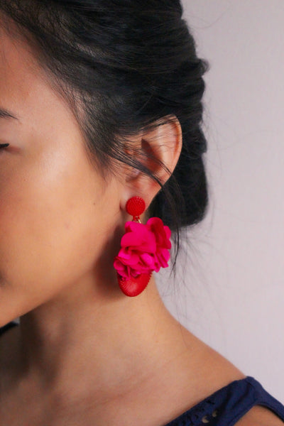 Fiore Drop Earrings (Red)