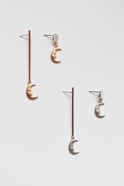Tsuki Asymmetric Earrings (Silver)